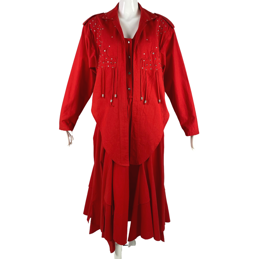 Varda Garfinkle Red Western Dress