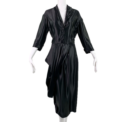 OMO Norma Kamali Black Satin Dress